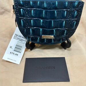 Brahmin Teal Croc-Embossed Mini Bag